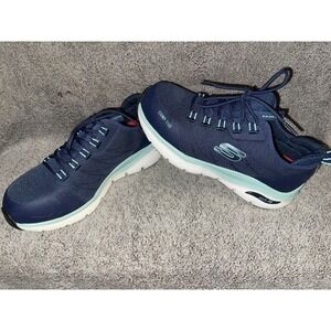 Skechers Navy Blue and Mint Green Women's Sneakers